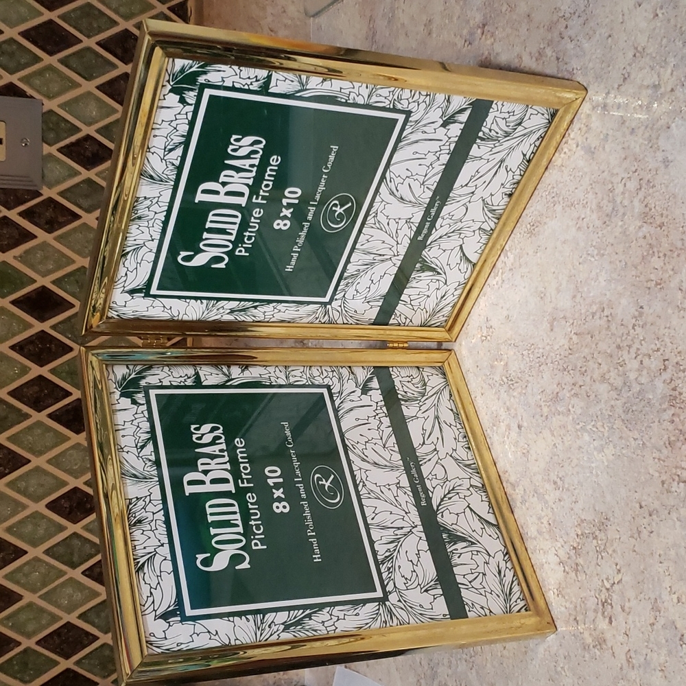 Solid brass double 8"x10" bifold photo frame